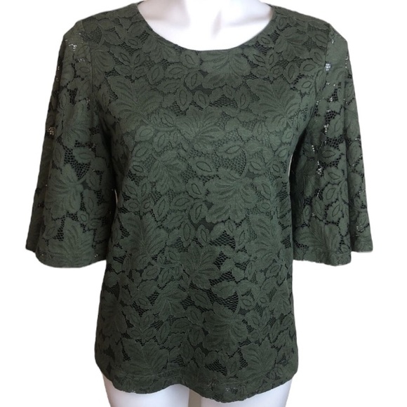 EUC | Banana Republic | Olive Green Lace Top | Size Small - Picture 1 of 6